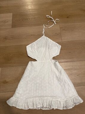 Forever 21 White Eyelet Halter Mini Dress